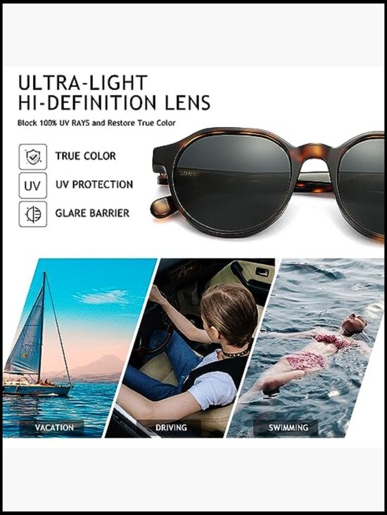 Acetate Frame Polarized Sunglasses Retro Round Designer Eyewear main image 7